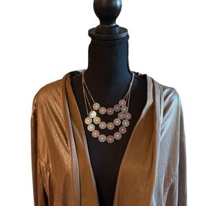 Boutique 3 tier layer Disc Filigree Necklace Gold Silver Bronze NWOT Bohemian